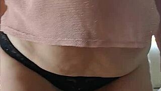 my stepmom films sexy workout videos in thong