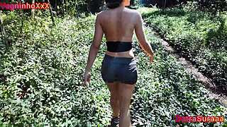 Blonde's Perfect Bikini Tan Ass Fucked in Woods Until Cum Mouthful