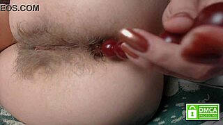 Pushing Out Anal Beads Hands-Free from Sexy Hairy Asshole Close-Up