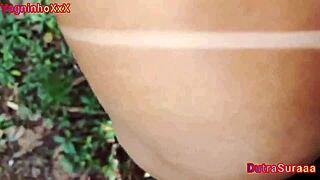 Blonde's Perfect Bikini Tan Ass Fucked in Woods Until Cum Mouthful