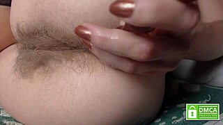 Pushing Out Anal Beads Hands-Free from Sexy Hairy Asshole Close-Up