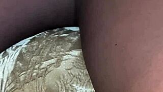 Naughty ebony mature flashes her wet pussy at home