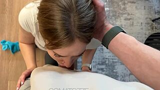 Curvy maid rides huge cock creampie to save her job, desperate fuck