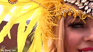 Busty carnival samba dancer's fat ass destroyed rough!