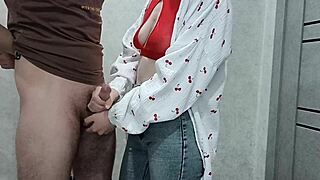 sexy stepmom strokes stepson's cock in bedroom roleplay