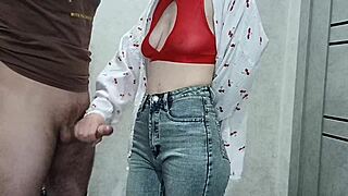 sexy stepmom strokes stepson's cock in bedroom roleplay