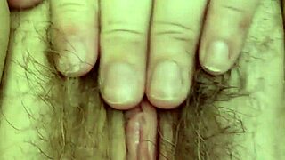 teasing close-up of hairy pussy pulsing to climax