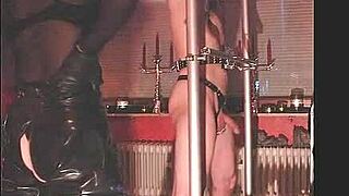 rubbernurse agnes whips slaves ass in brutal latex hospital caning
