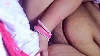 ahh, white dress indian stepmom crams 9-inch dildo deep pussy squirts wild hindi moans