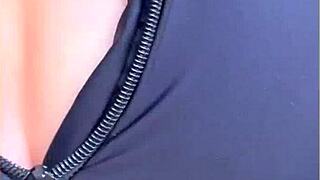wanna see my wife's massive tits spilling out of this tight top outdoors?