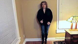 laura's big tits blonde mature gags on cock deepthroat sloppy