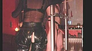 rubbernurse agnes whips slaves ass in brutal latex hospital caning