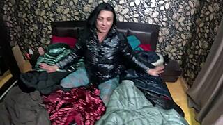 curvy latina milf rough fucks in jeans cumshot on coat