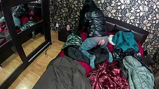 curvy latina milf rough fucks in jeans cumshot on coat