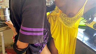 hubby fucks wife's pussy in hot yellow dress homemade indian roleplay?