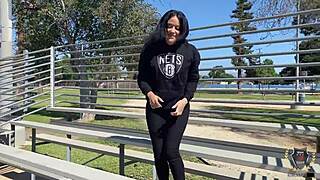 yolanda yamz and rome major take curvy brunette milf for outdoor park pounding