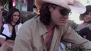 Mexican sluts take on threesome pounding party.