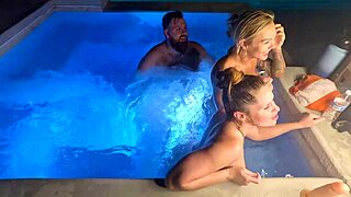 deliah grace and scarlett gushes share hot tub threesome