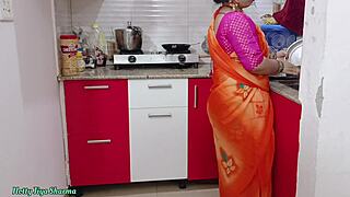 desi bhabhi moans loud as huge cock pounds her kitchen pussy hard homemade indian style close up rough