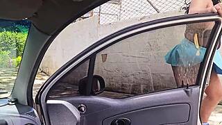 public car blowjob... hotwife deisyyeraldine gulps stranger's cum then flashes ass!