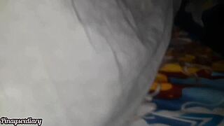 Filipina sneaks peek at hairy stepmom's tight pussy