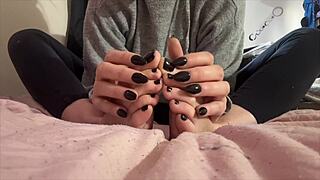 Artemisia's secretive feet hands fetish tease with long nails
