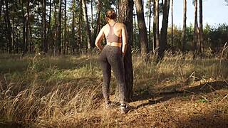 petite milf slips into tight leopard leggings for some sexy yoga ass teasing