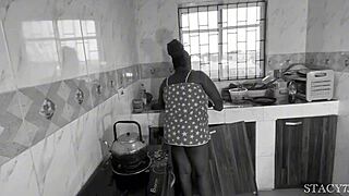 chubby stepmom fucks black guy in kitchen