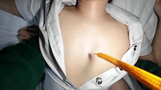 Thai college student tricked into homemade pov creampie riding rough pussy fuck!