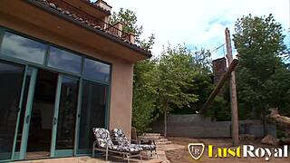 Husband watches brunette wife in fishnets ride another guy doggystyle cowgirl