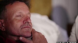 erotic blonde milf rides pov in lingerie with juicy tits and trimmed pussy