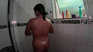 karol silva strips naked in kitchen or bathroom always