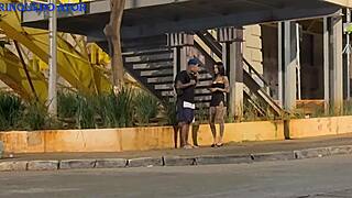 Tattooed Silicone Brunette Fucked Doggystyle Outdoor First Time