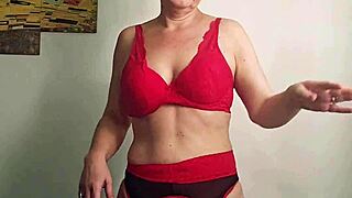 sexy milf strips lingerie stockings nylon teasing slutty homemade start