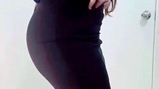 Mexican Secretary Strips Uniform Masturbates Rides Dildo on Ass and Pussy