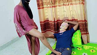 Hijabi stepmom craves stepson's dick in hairy desi pussy