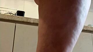 stepsis in kitchen flashes thong panties legs just for my eyes