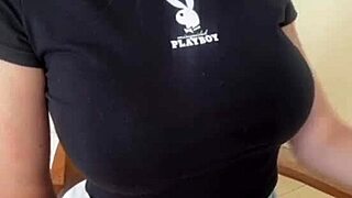 Heart races as stepmom yanks huge tits licks nipples in shorts