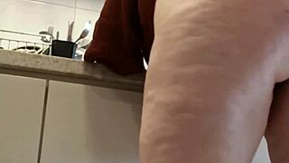 stepsis in kitchen flashes thong panties legs just for my eyes