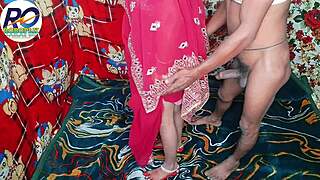 Desi Stepmom's Doggy Ecstasy in Red Saree Hindi Moans