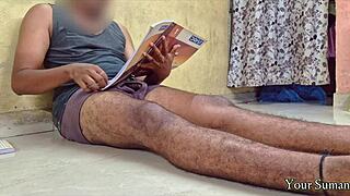 Chubby Indian stepmom catches stepson jerking to porn and rides him cowgirl