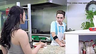 Nina Elle's Big Tits Tempt Deli Boy Kitchen Fuck