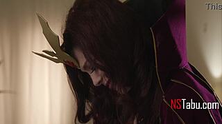 leather-clad dominatrix teases then rides lover's cock in tall heels cosplay 😈🔥