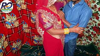 Desi Stepmom's Doggy Ecstasy in Red Saree Hindi Moans
