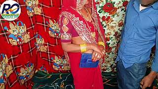 Desi Stepmom's Doggy Ecstasy in Red Saree Hindi Moans