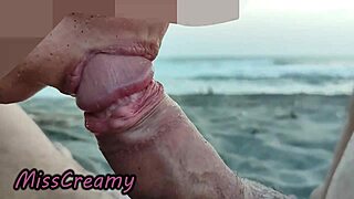 French teacher deepthroats bull cock publicly on nudist beach for voyeurs