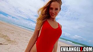 scarlet chase's pussy fucked public beach hardcore