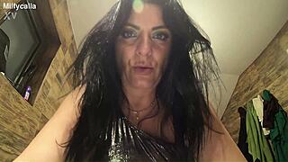 ripped nylon jumpsuit leads to bathroom cum cleanup and dirty pee dance