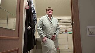 Plump BBW pees panties doggystyle in hairy wet pussy fetish