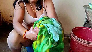 horny indian milf mommy bathroom hardcore fucking big cock closeup cum pussy licking homemade quickie